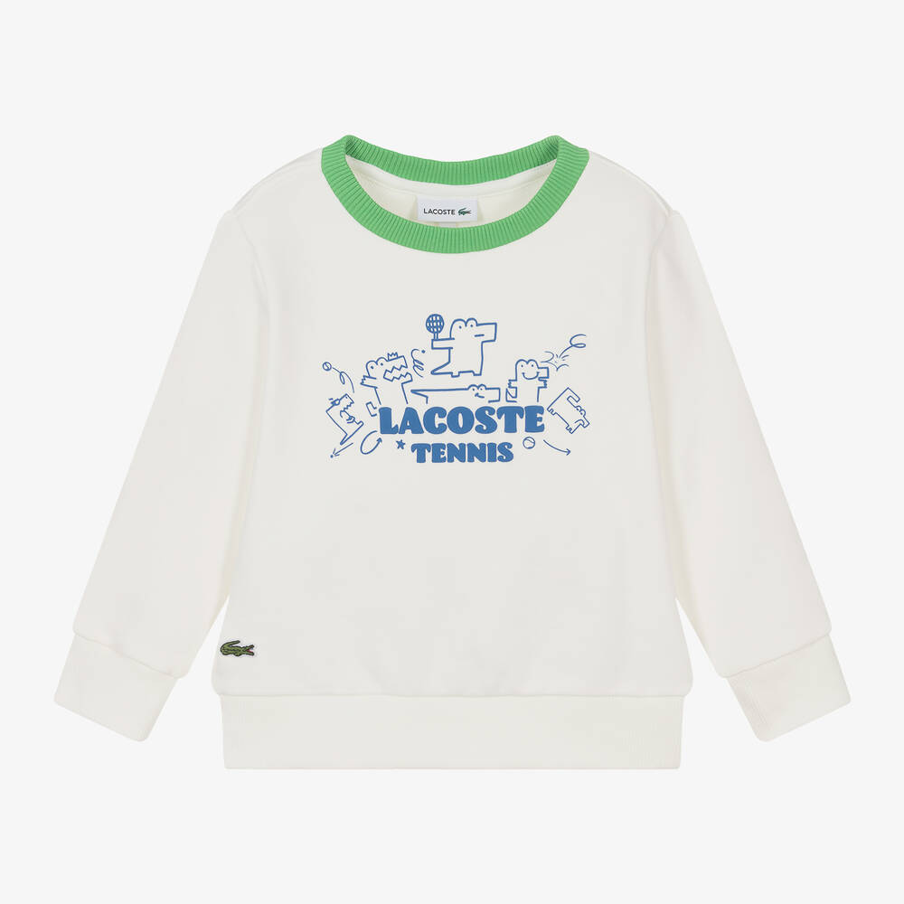Lacoste - سويتشيرت قطن عضوي لون عاجي للأولاد | Childrensalon
