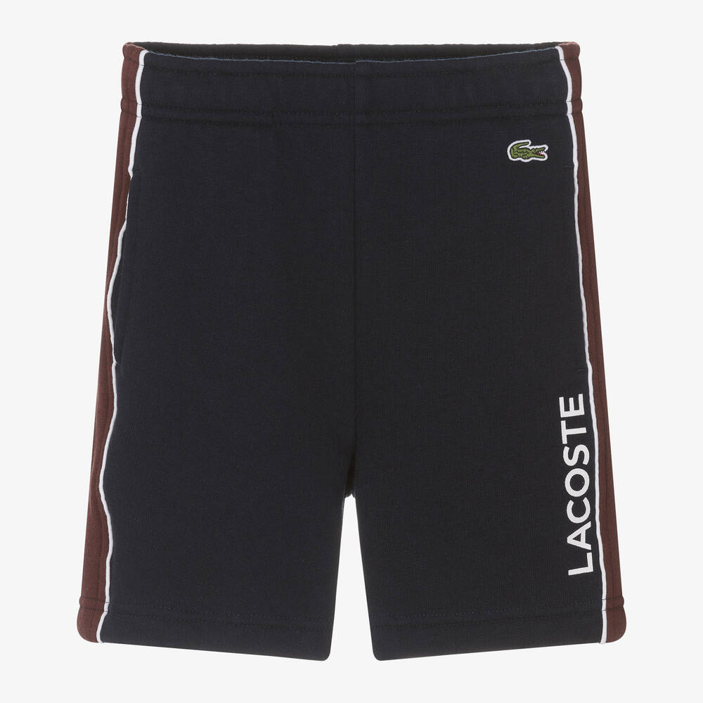 Lacoste - Boys Navy Blue Cotton Jersey Shorts | Childrensalon