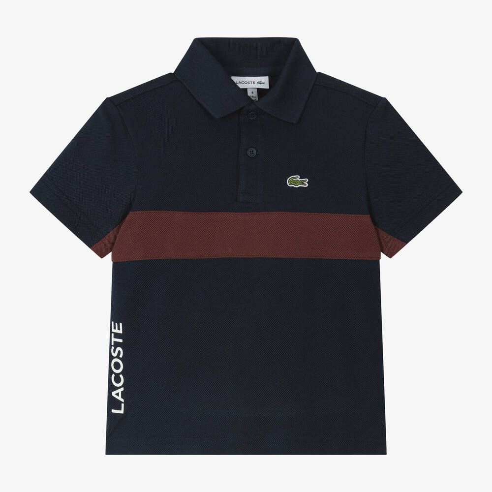 Lacoste - Boys Navy Blue Cotton Piqué Polo Shirt | Childrensalon