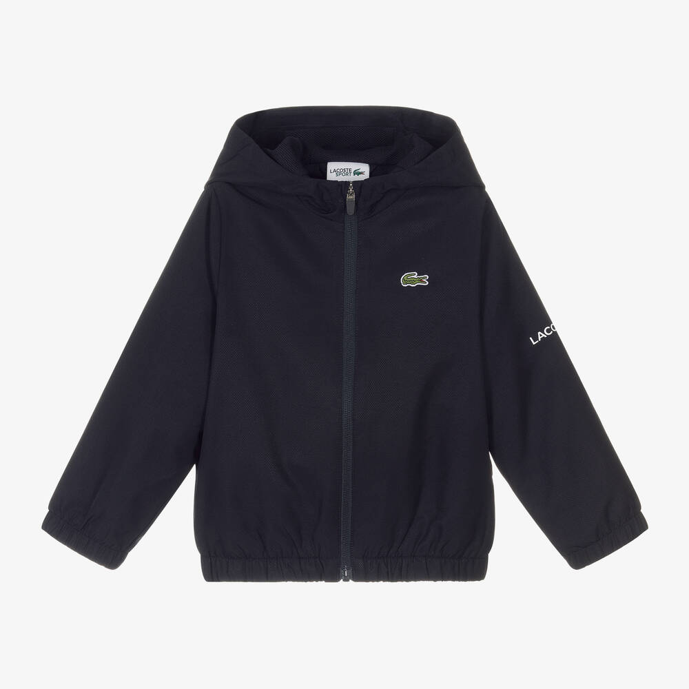 Lacoste - Boys Navy Blue Hooded Sport Jacket | Childrensalon