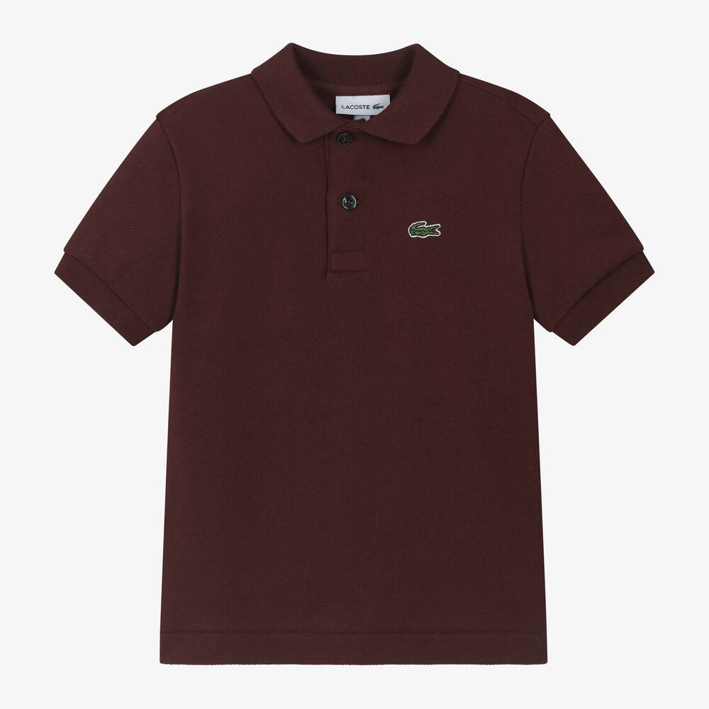 Lacoste - Boys Red Cotton Piqué Polo Shirt | Childrensalon