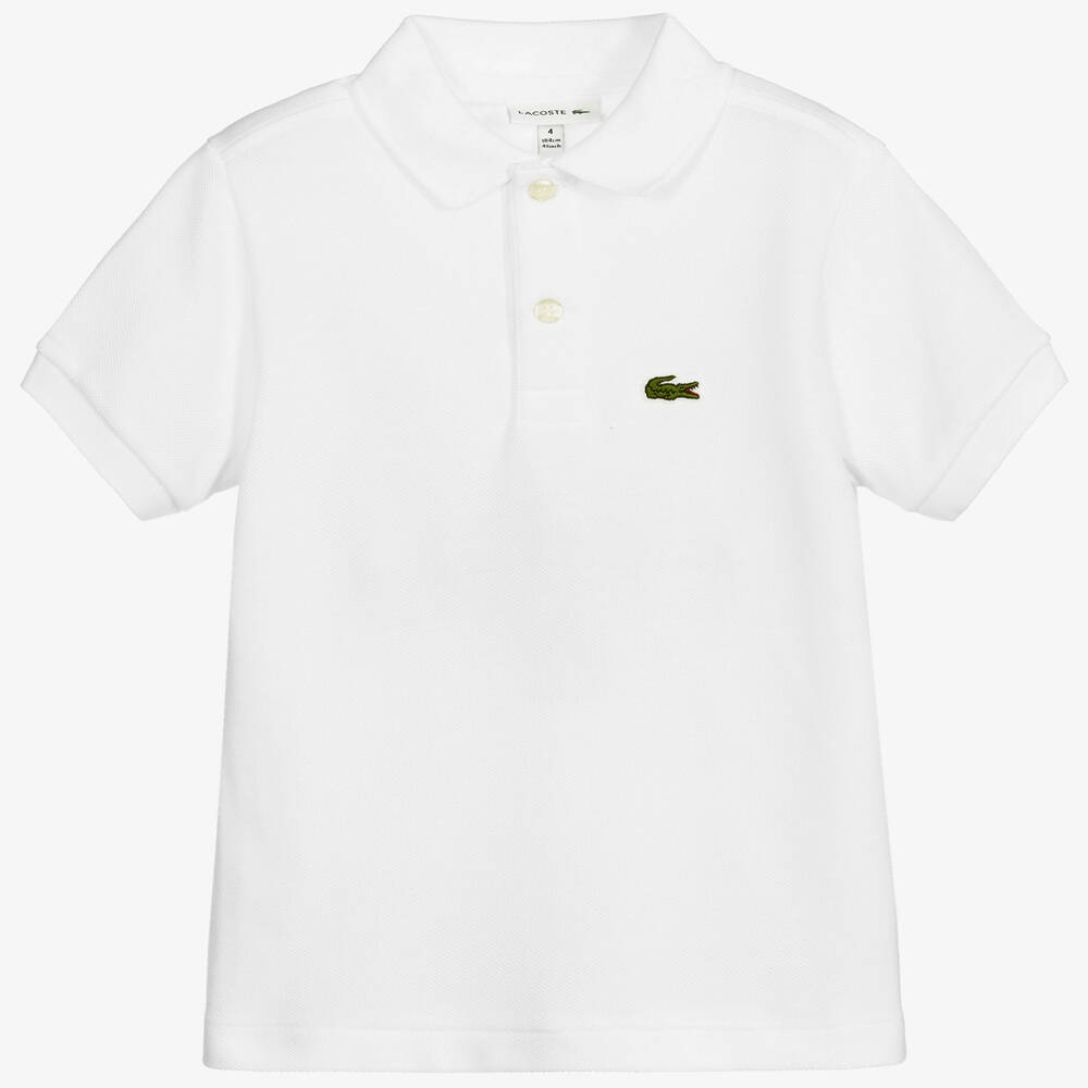 Lacoste - Белая рубашка поло из хлопка пике для мальчиков | Childrensalon