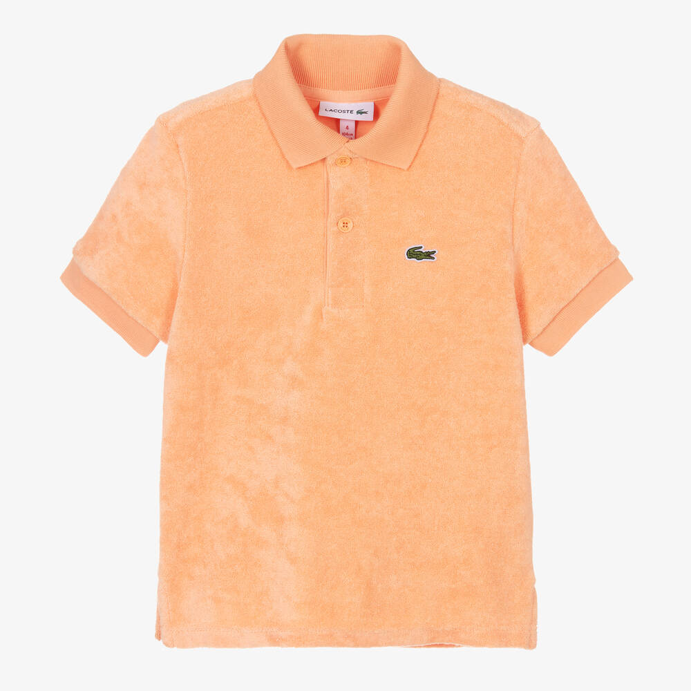 Lacoste -  قميص بولو مزيج قطن لون برتقالي للبنات | Childrensalon
