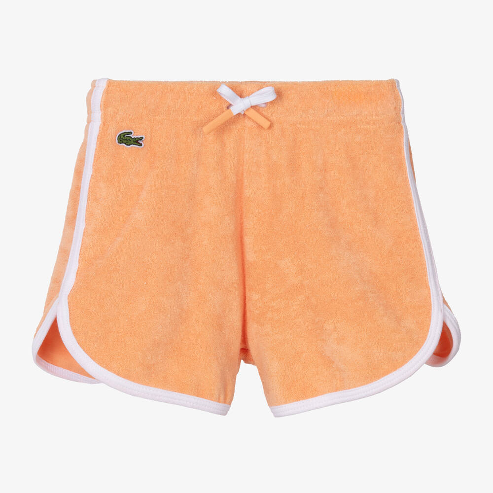 Lacoste - Girls Orange Towelling Shorts | Childrensalon