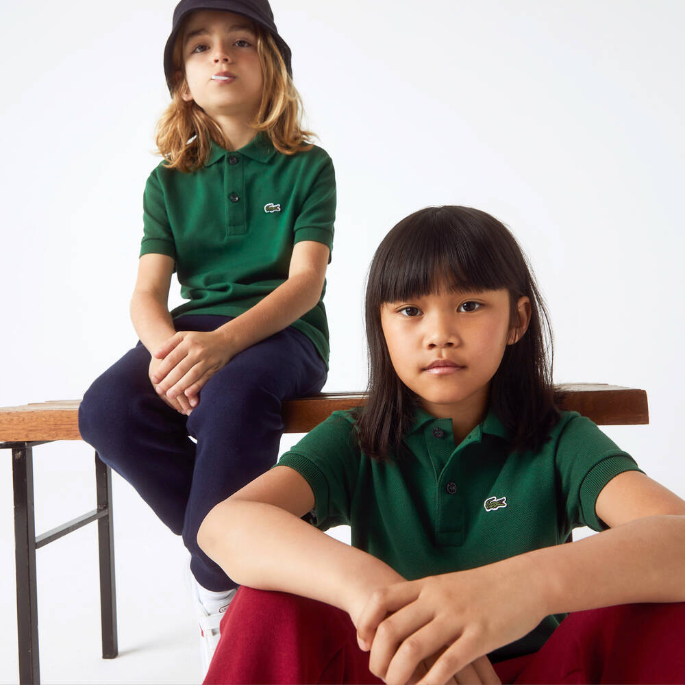Lacoste - Green Cotton Crocodile Polo Shirt | Childrensalon