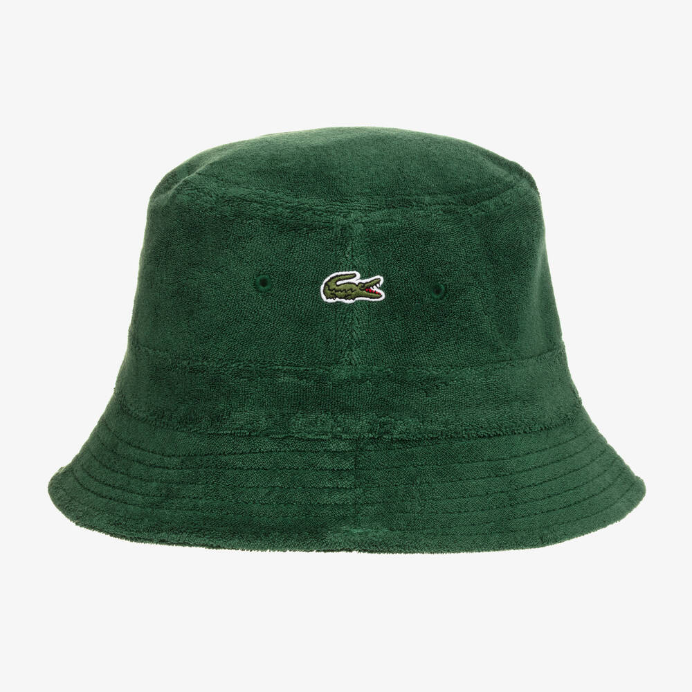Lacoste - قبعة باكت قطن تيري لون أخضر داكن | Childrensalon