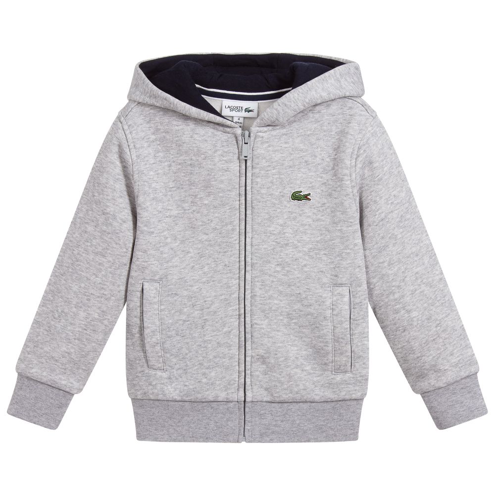 lacoste grey zip up hoodie