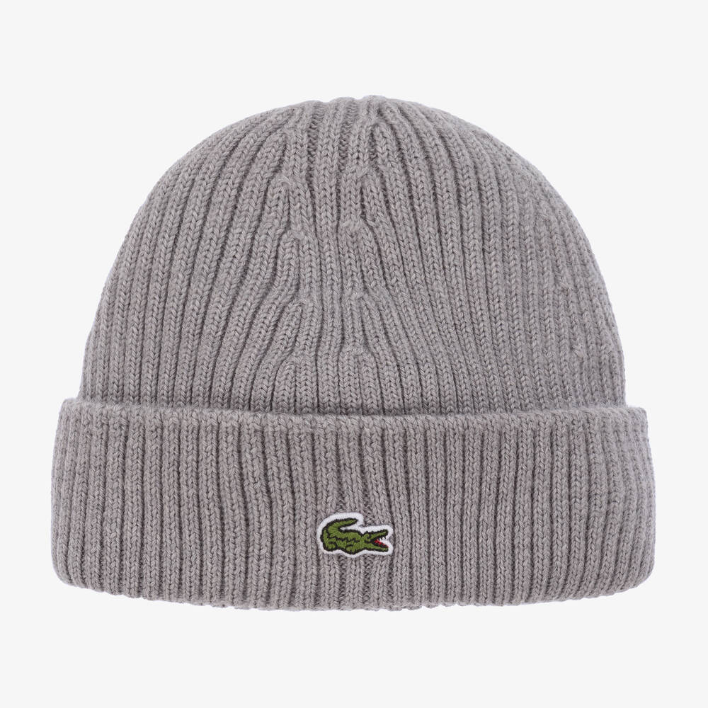 Lacoste - Grey Knitted Wool Beanie | Childrensalon