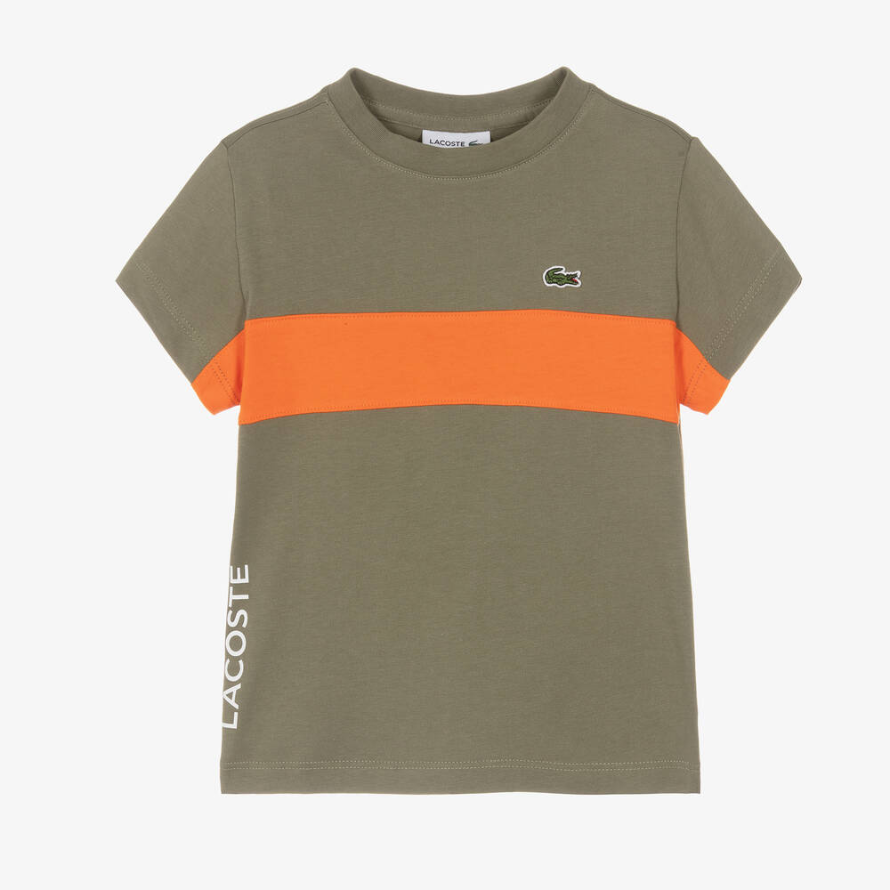 Lacoste - Khaki Green Cotton T-Shirt | Childrensalon