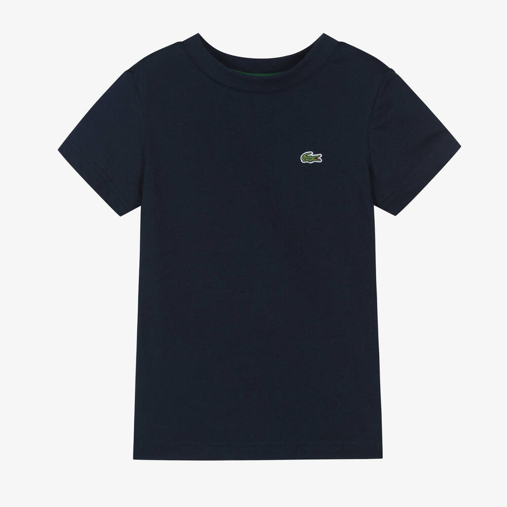 Lacoste - Navy Blue Organic Cotton T-Shirt | Childrensalon