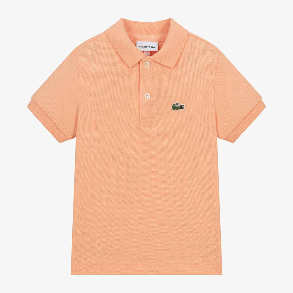Shop Lacoste Orange Cotton Crocodile Polo Shirt