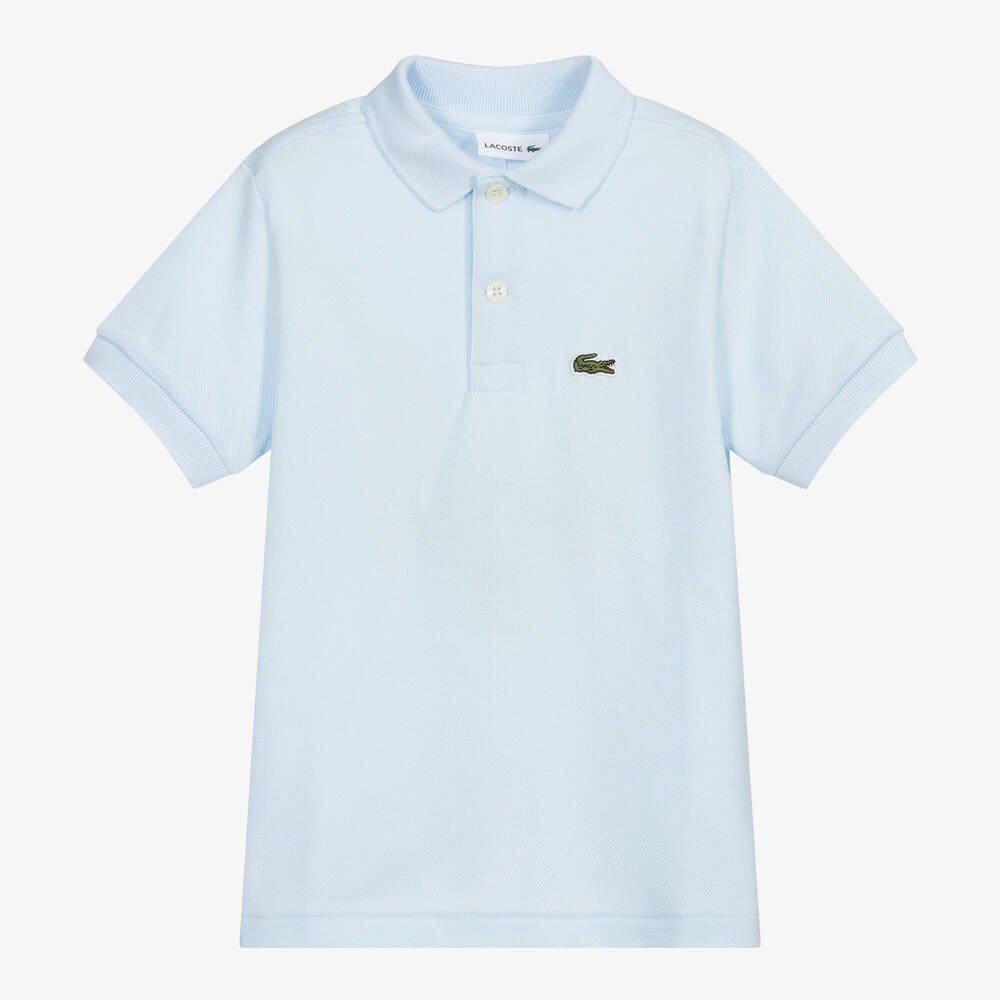 Lacoste - Pale Blue Cotton Crocodile Polo Shirt | Childrensalon