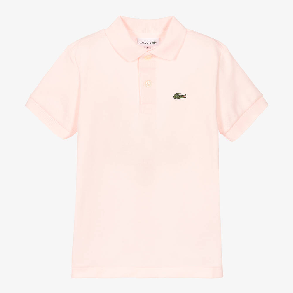 Lacoste - Pale Pink Cotton Crocodile Polo Shirt | Childrensalon