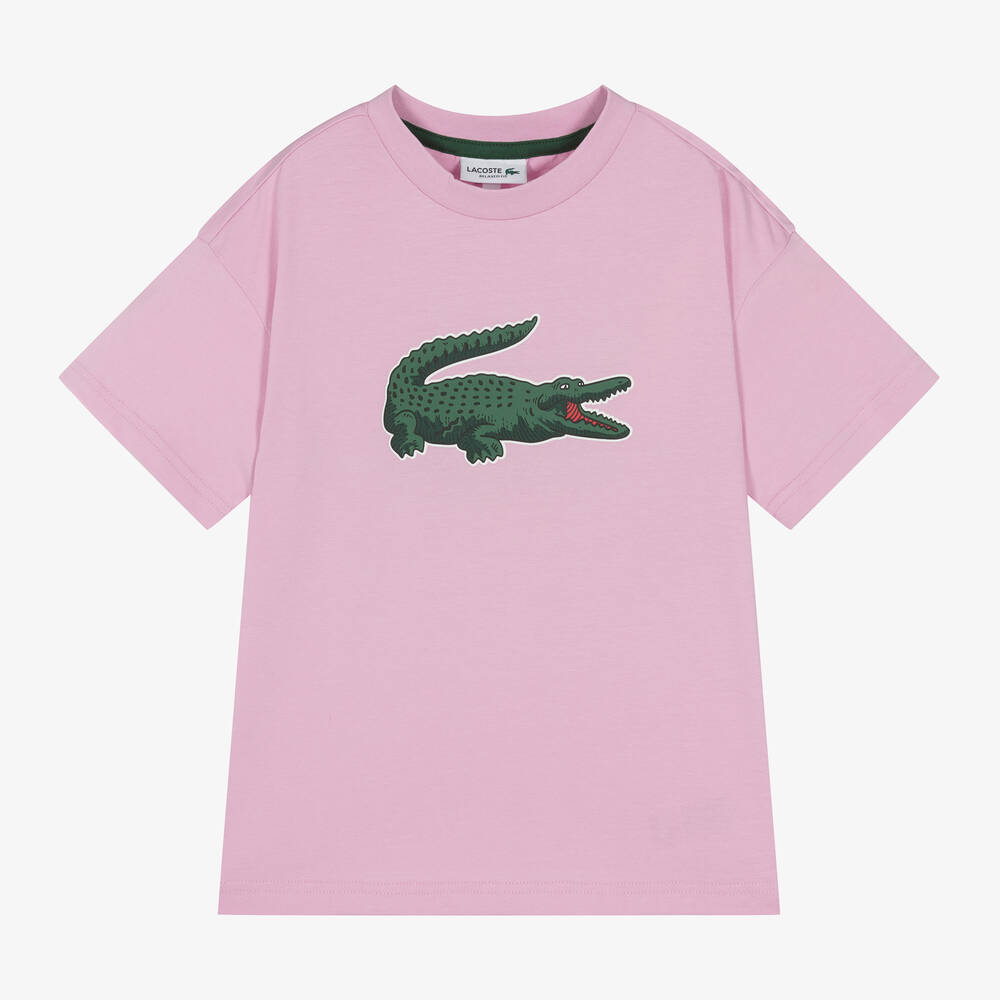 Shop Lacoste Pink Cotton Xxl Crocodile T-shirt