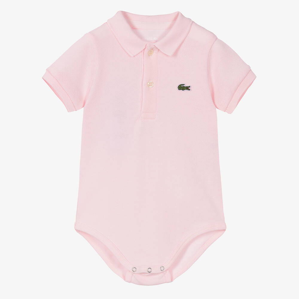 Lacoste - Pink Organic Cotton Polo Bodysuit | Childrensalon