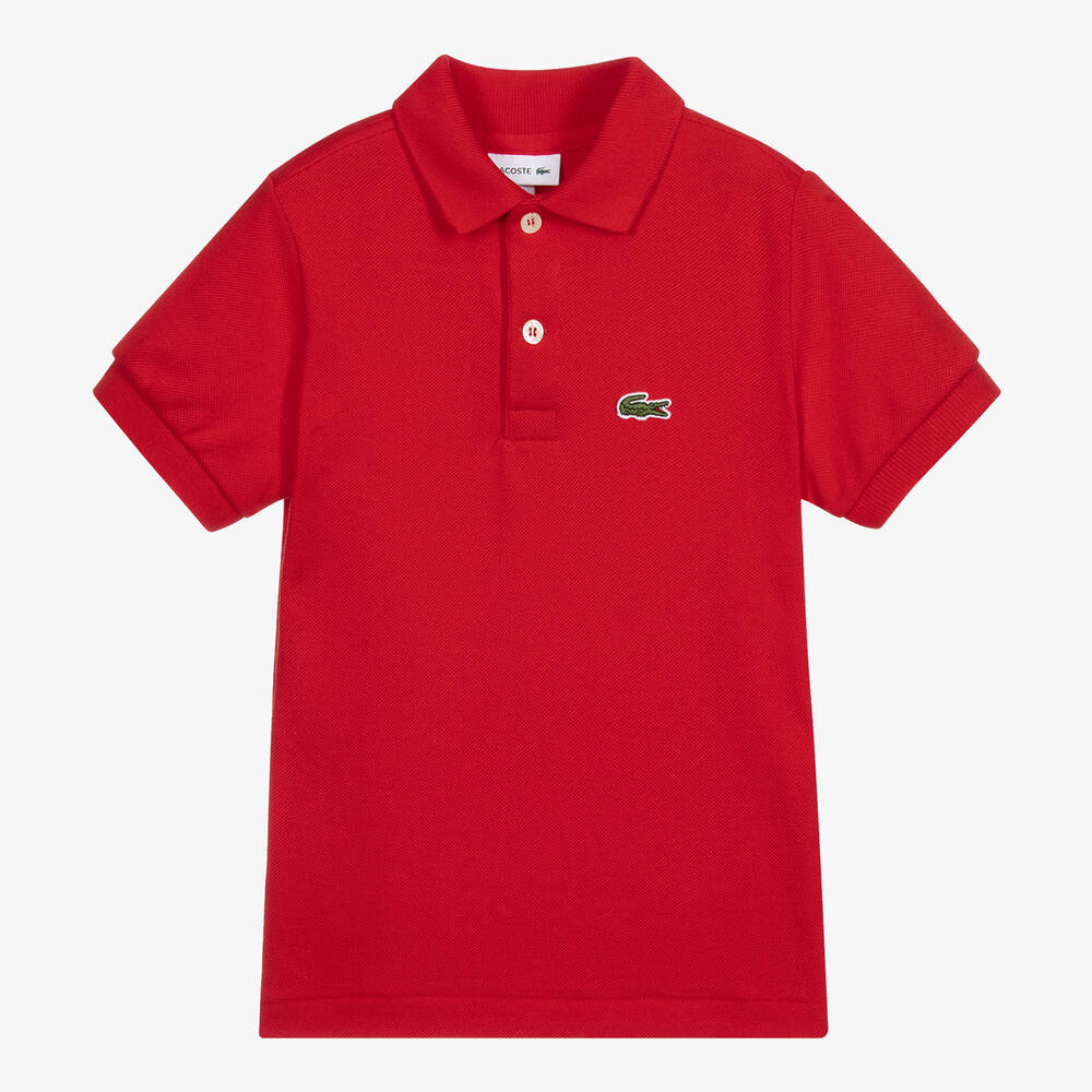 Lacoste - Red Cotton Crocodile Polo Shirt | Childrensalon