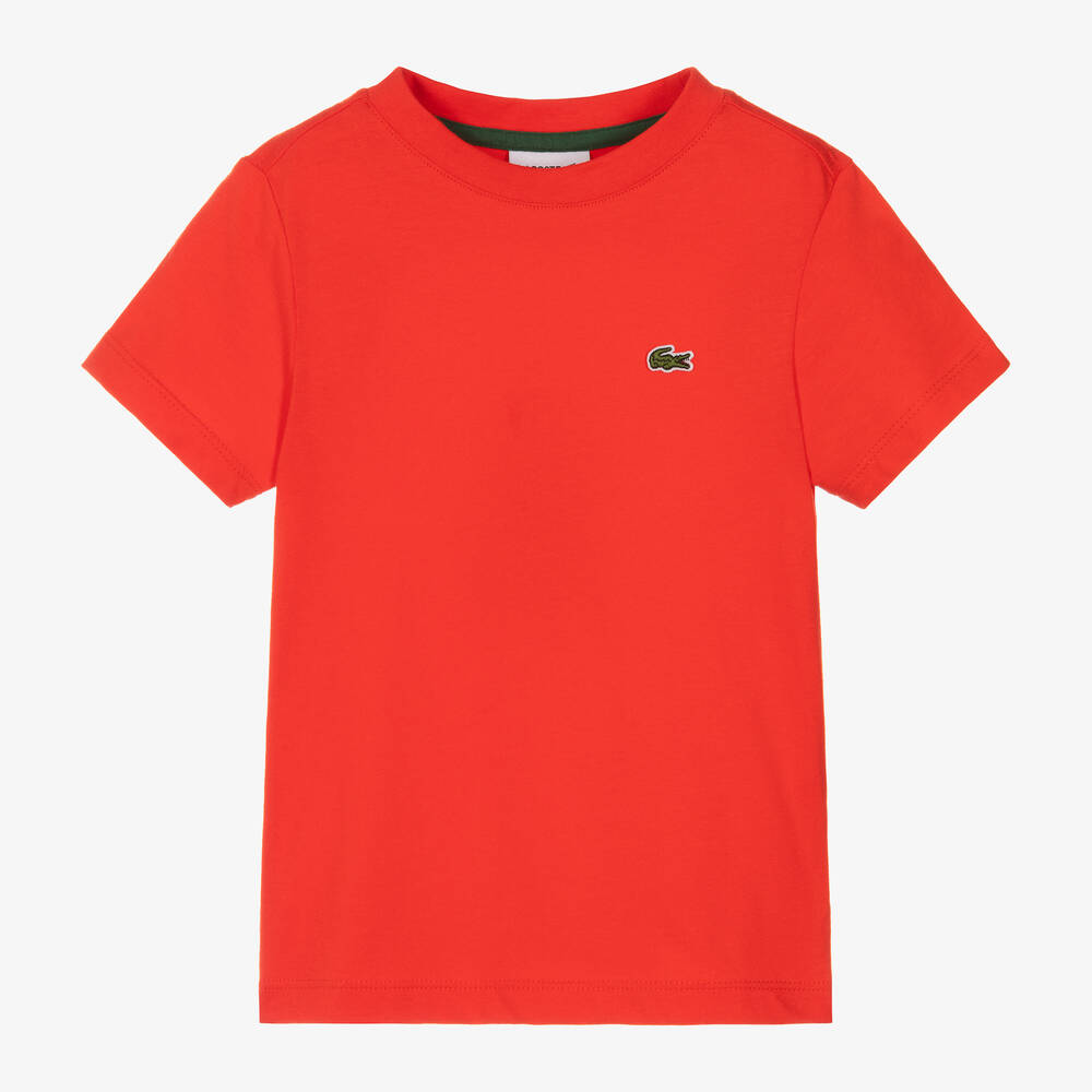 Shop Lacoste Red Organic Cotton T-shirt