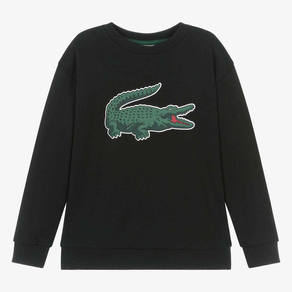 Lacoste - Teen Black Cotton Crocodile Sweatshirt | Childrensalon