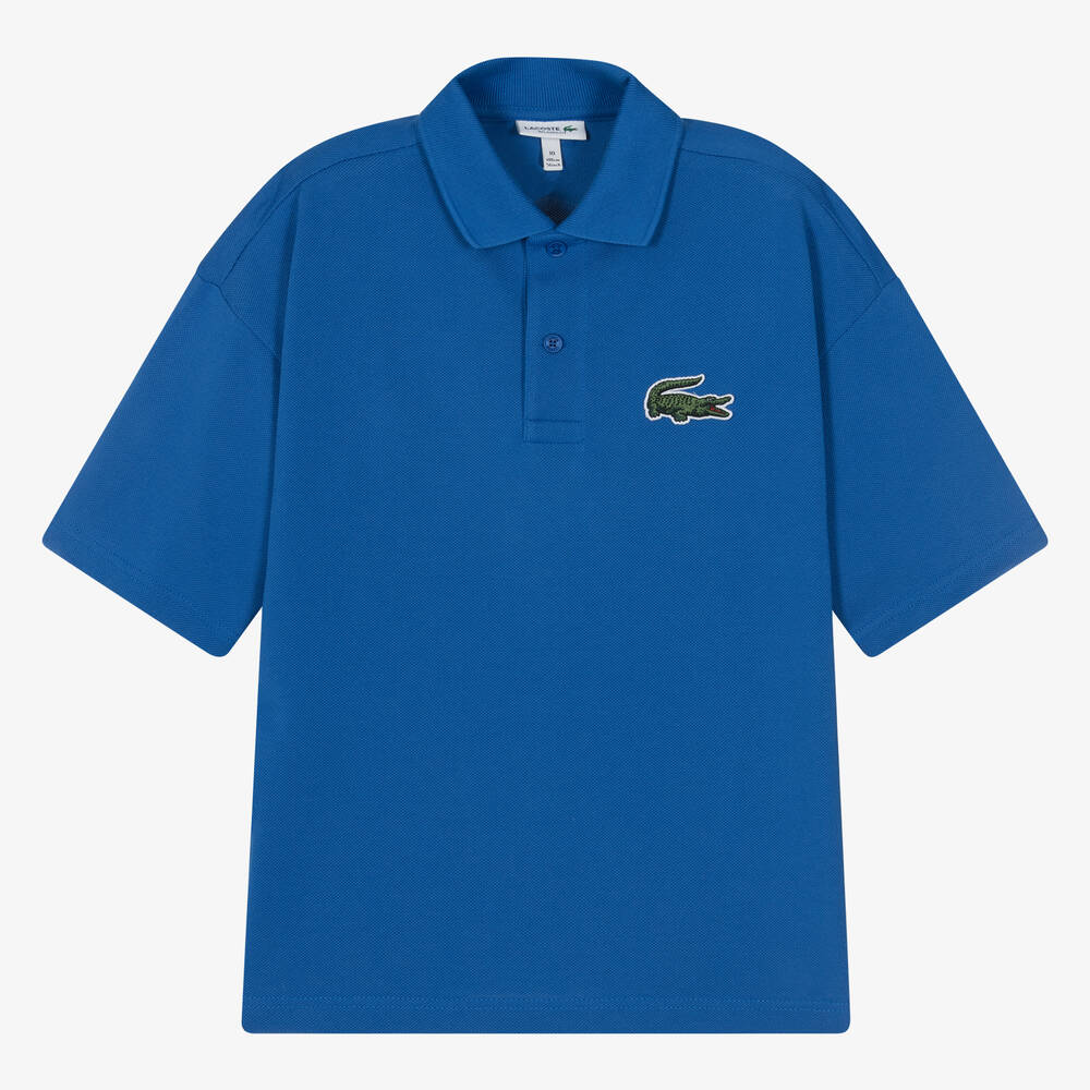 Lacoste - Teen Blue Cotton Crocodile Polo Shirt | Childrensalon