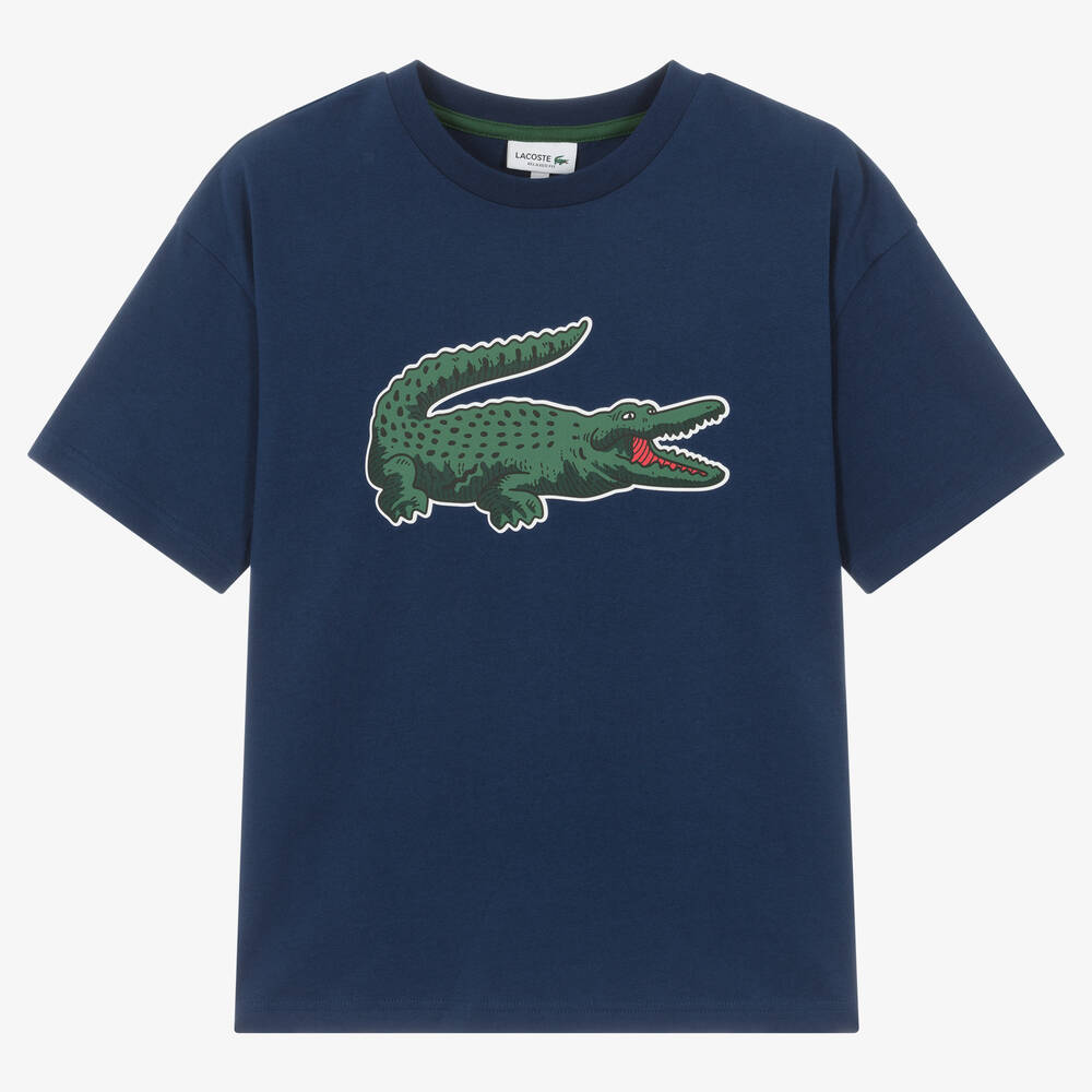 Lacoste Boys Teen Blue Cotton Crocodile T-shirt