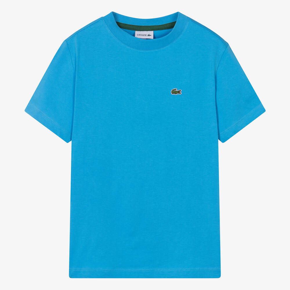 Lacoste - Teen Blue Organic Cotton T-Shirt | Childrensalon