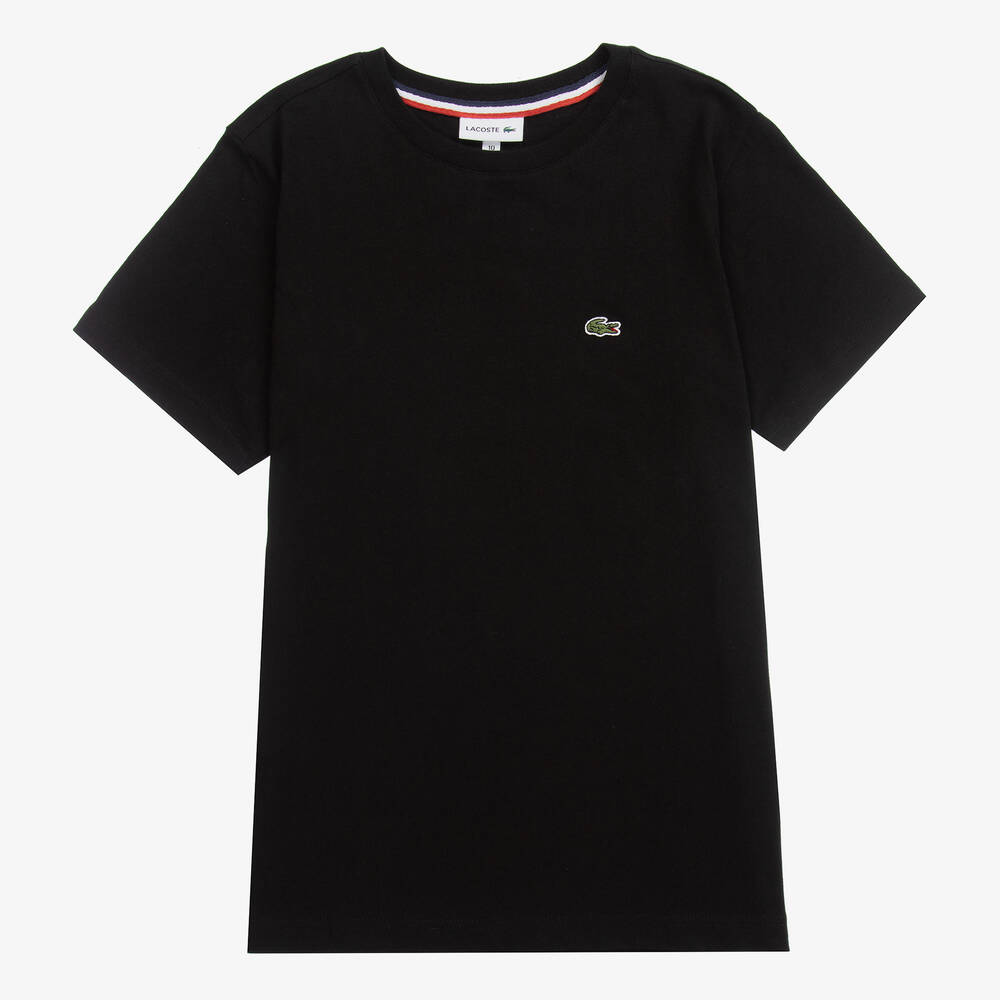 Lacoste - Teen Boys Black Cotton Logo T-Shirt | Childrensalon