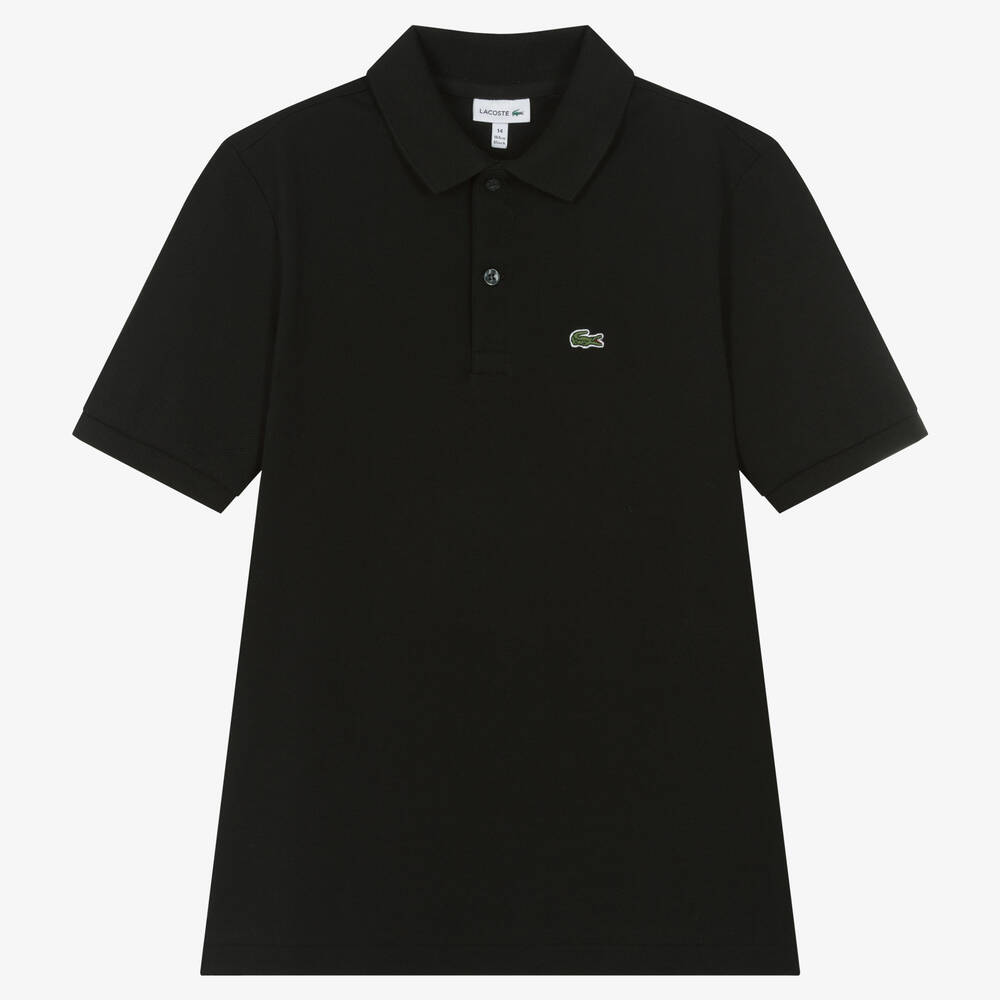 Lacoste - Черная рубашка поло из хлопкового пике для мальчиков-подростков | Childrensalon
