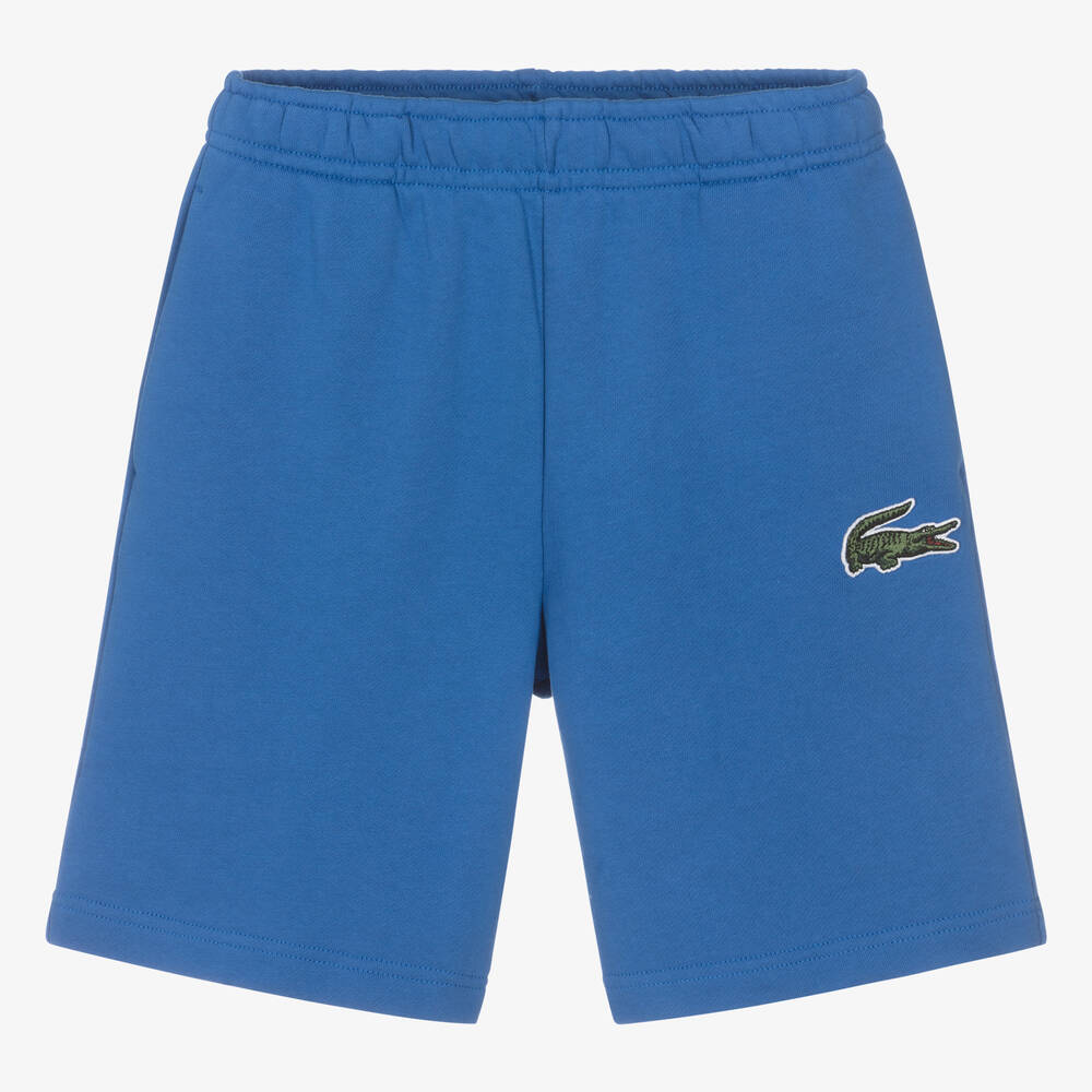 Shop Lacoste Teen Boys Blue Cotton Jersey Shorts