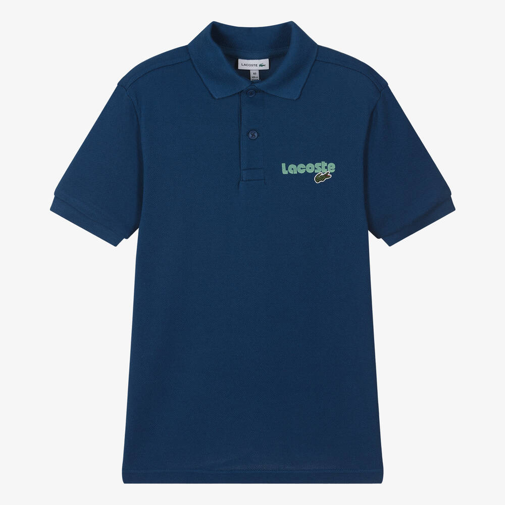 Lacoste - Teen Boys Blue Cotton Polo Shirt | Childrensalon
