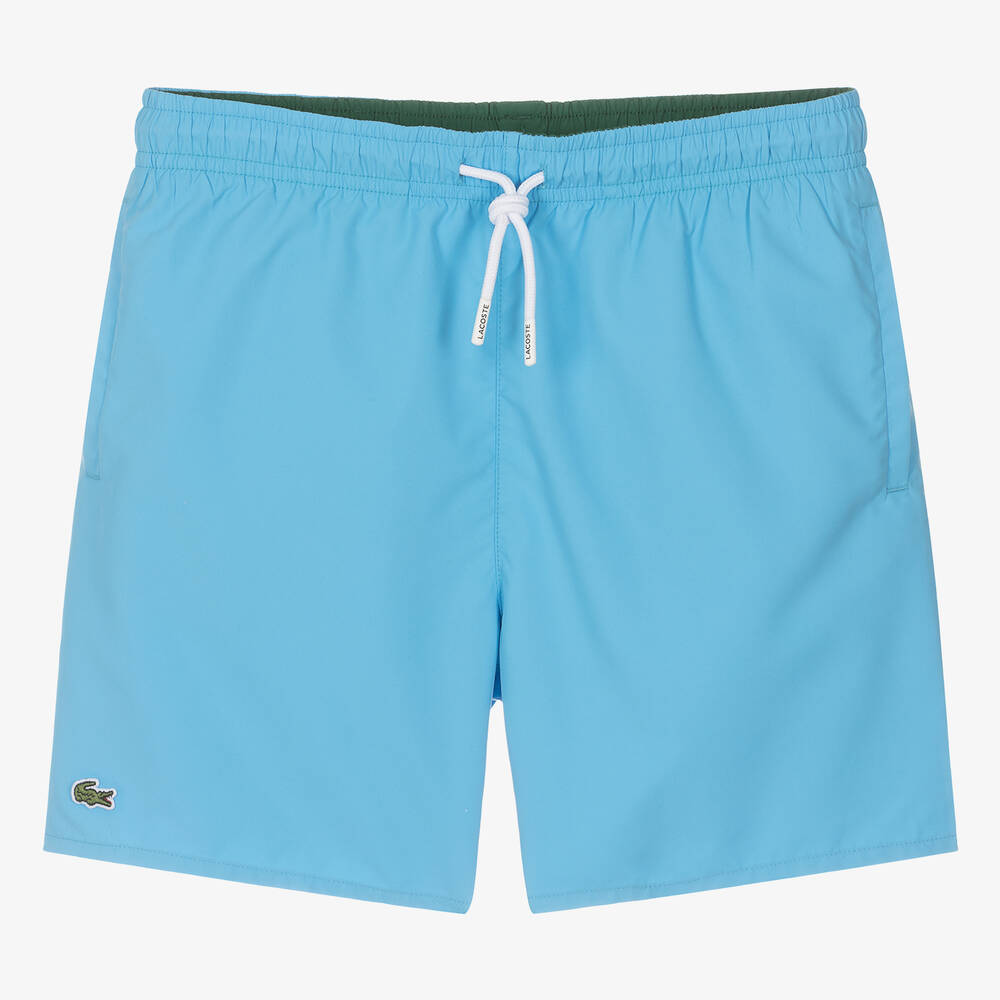 Shop Lacoste Teen Boys Blue Crocodile Swim Shorts