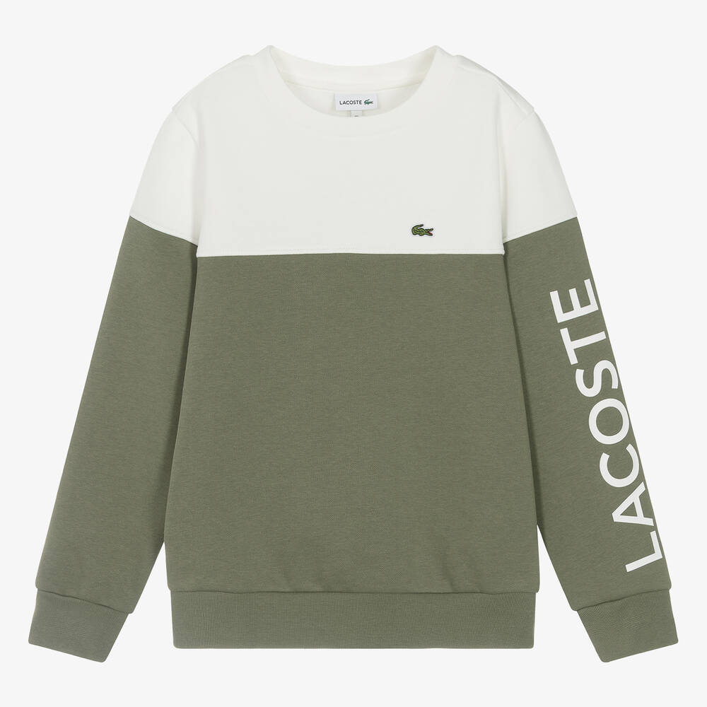 Lacoste - Teen Boys Green Colourblock Sweatshirt | Childrensalon