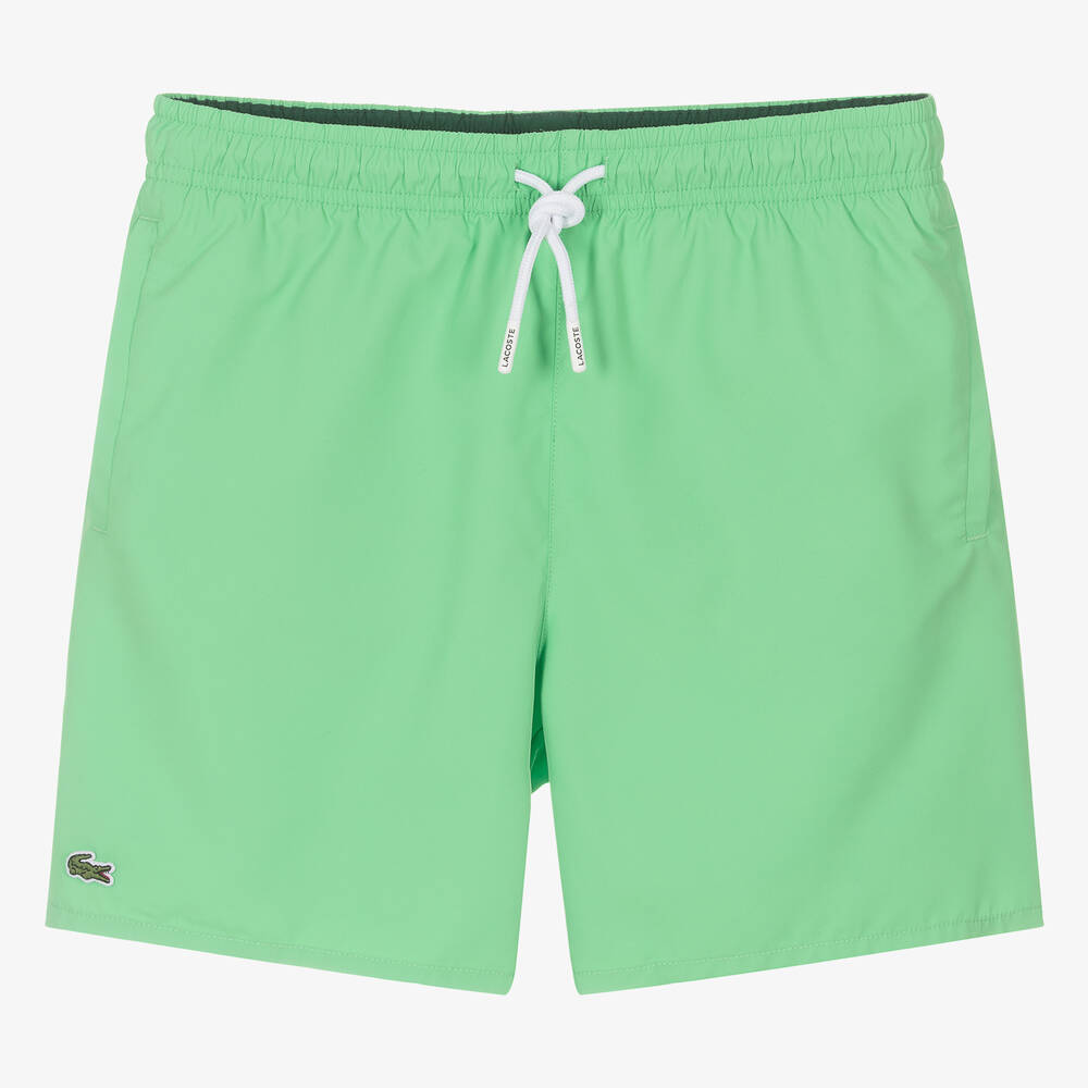 Lacoste - Teen Boys Green Crocodile Swim Shorts | Childrensalon
