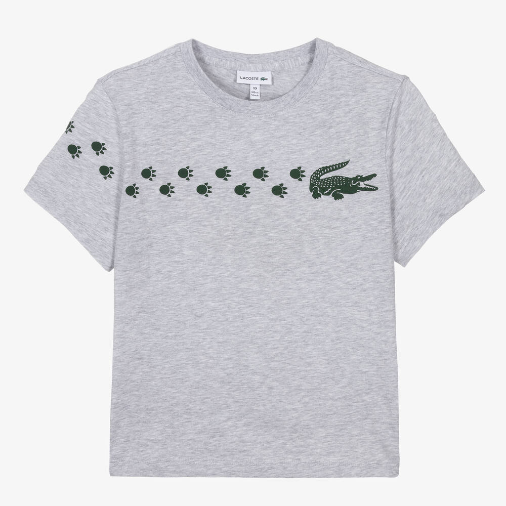 Lacoste - Teen Boys Grey Crocodile T-Shirt | Childrensalon