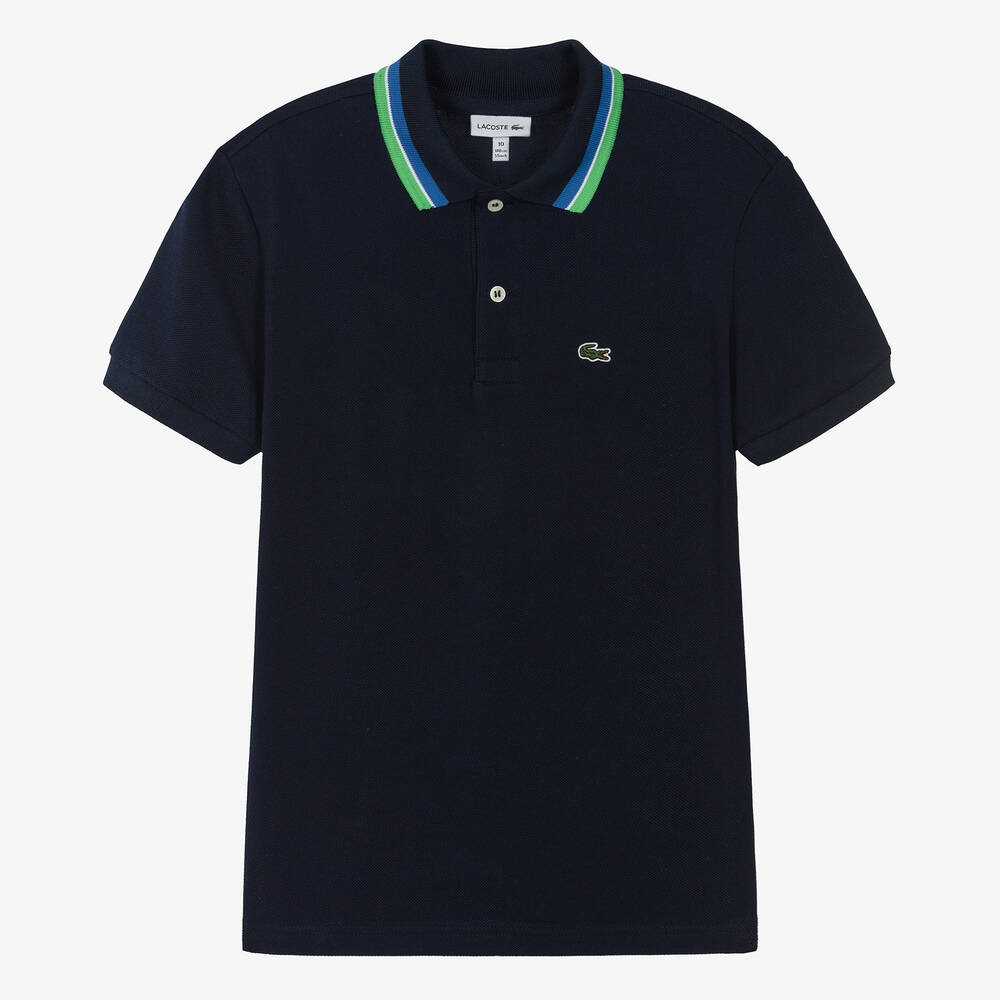 Lacoste - Teen Boys Navy Blue Cotton Polo Shirt | Childrensalon