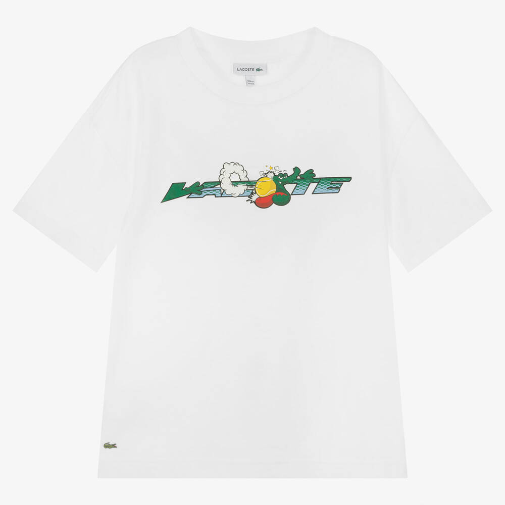 Lacoste Teen Boys White Cotton Logo T-shirt