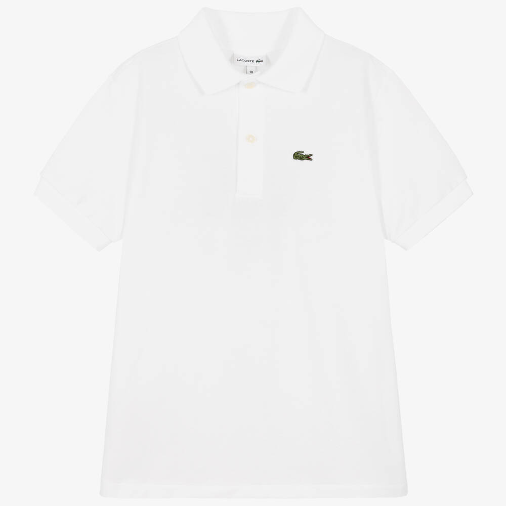 Lacoste - Белая рубашка поло из хлопкового пике для мальчиков | Childrensalon