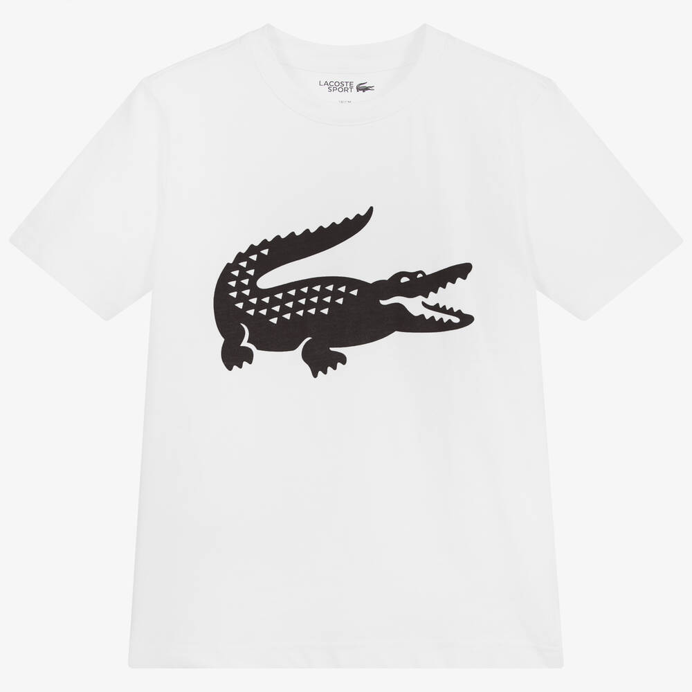 Lacoste Sport - Teen Boys White Ultra-Dry Logo T-Shirt | Childrensalon