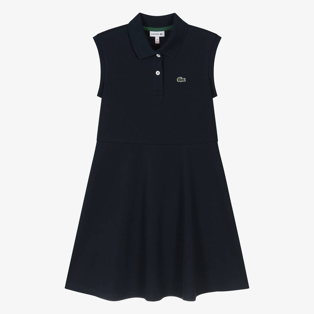 Lacoste - Teen Girls Navy Blue Cotton Polo Dress | Childrensalon