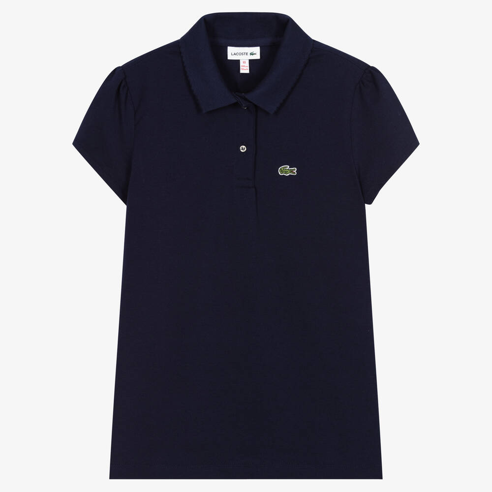 Lacoste Teen Girls Navy Blue Logo Polo Shirt
