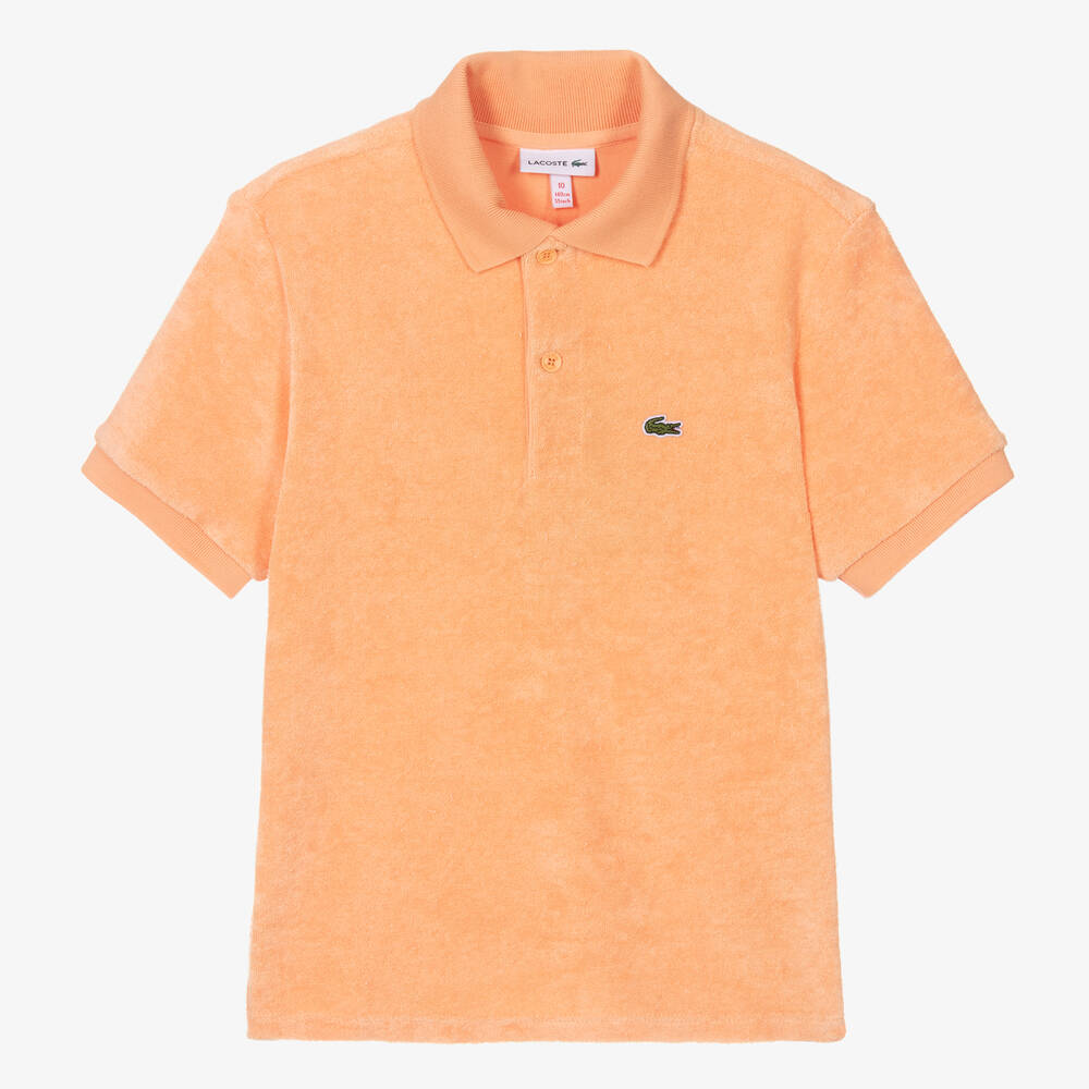 Lacoste - Teen Girls Orange Towelling Polo Shirt | Childrensalon
