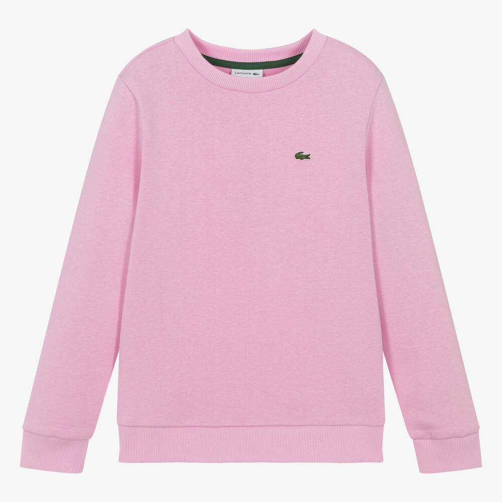 Lacoste - Sweat-shirt rose en jersey de coton | Childrensalon