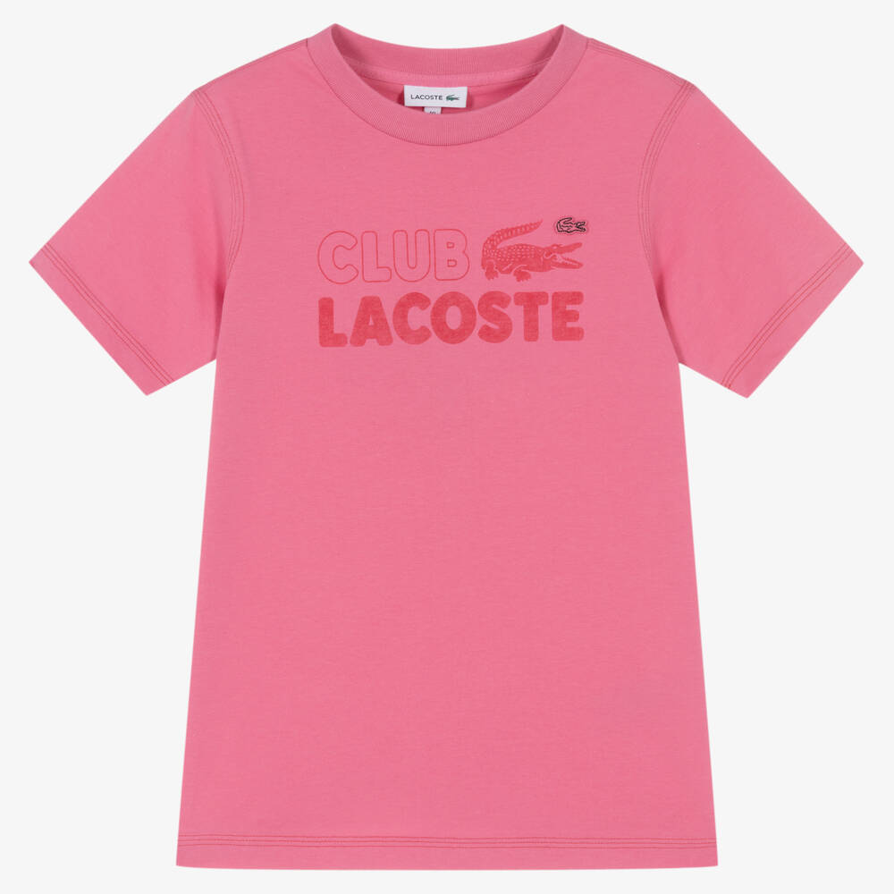 Lacoste - T-shirt rose en coton ado fille | Childrensalon