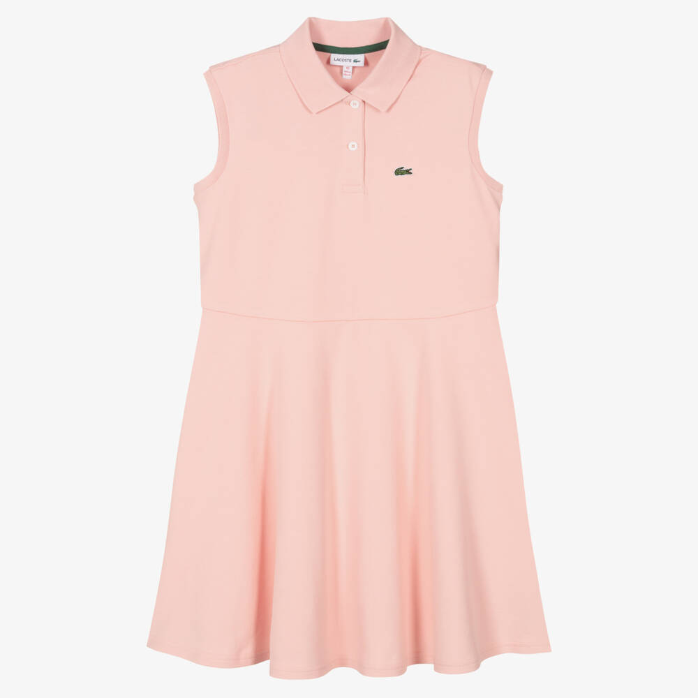 Lacoste - Teen Girls Pink Cotton Polo Dress | Childrensalon
