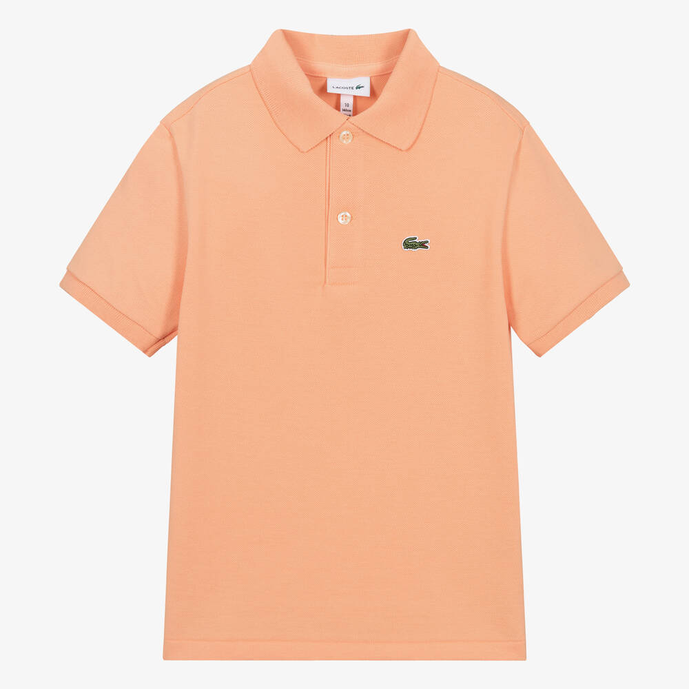 Shop Lacoste Teen Orange Cotton Crocodile Polo Shirt