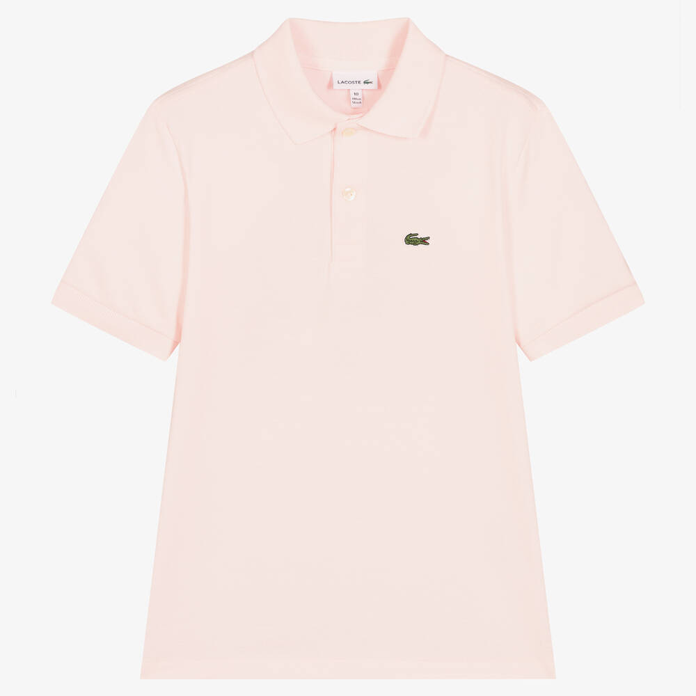 Shop Lacoste Teen Pale Pink Cotton Crocodile Polo Shirt