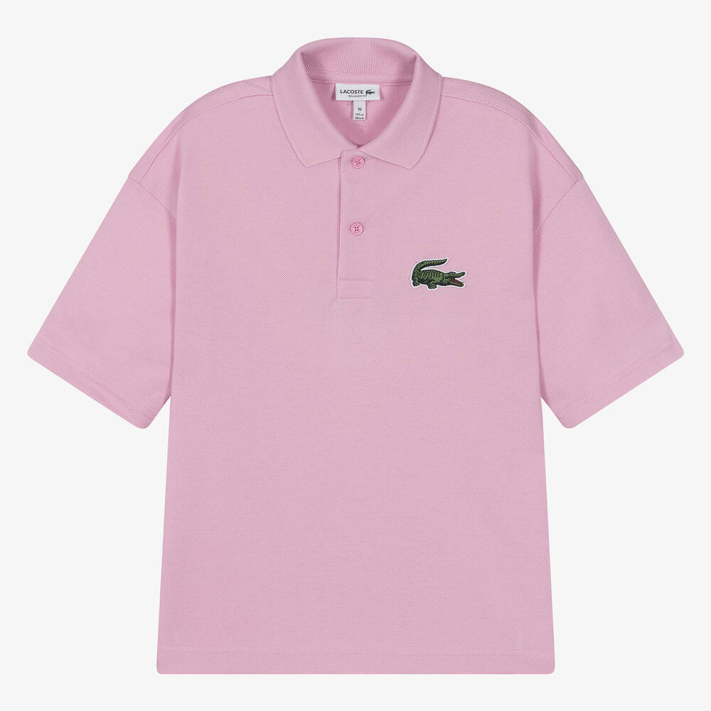Lacoste - Teen Pink Cotton Crocodile Polo Shirt | Childrensalon