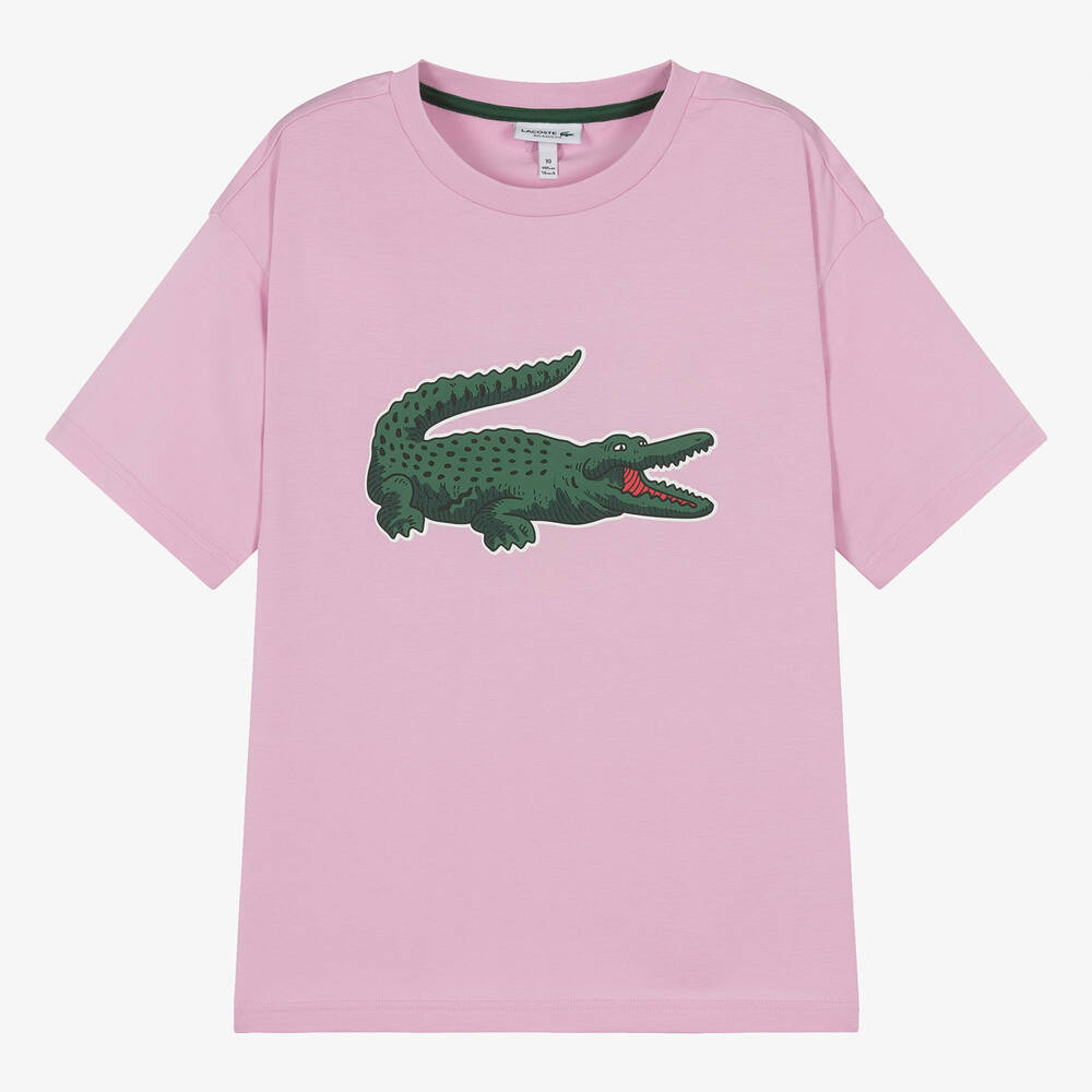 Lacoste - Teen Pink Cotton XXL Crocodile T-Shirt | Childrensalon