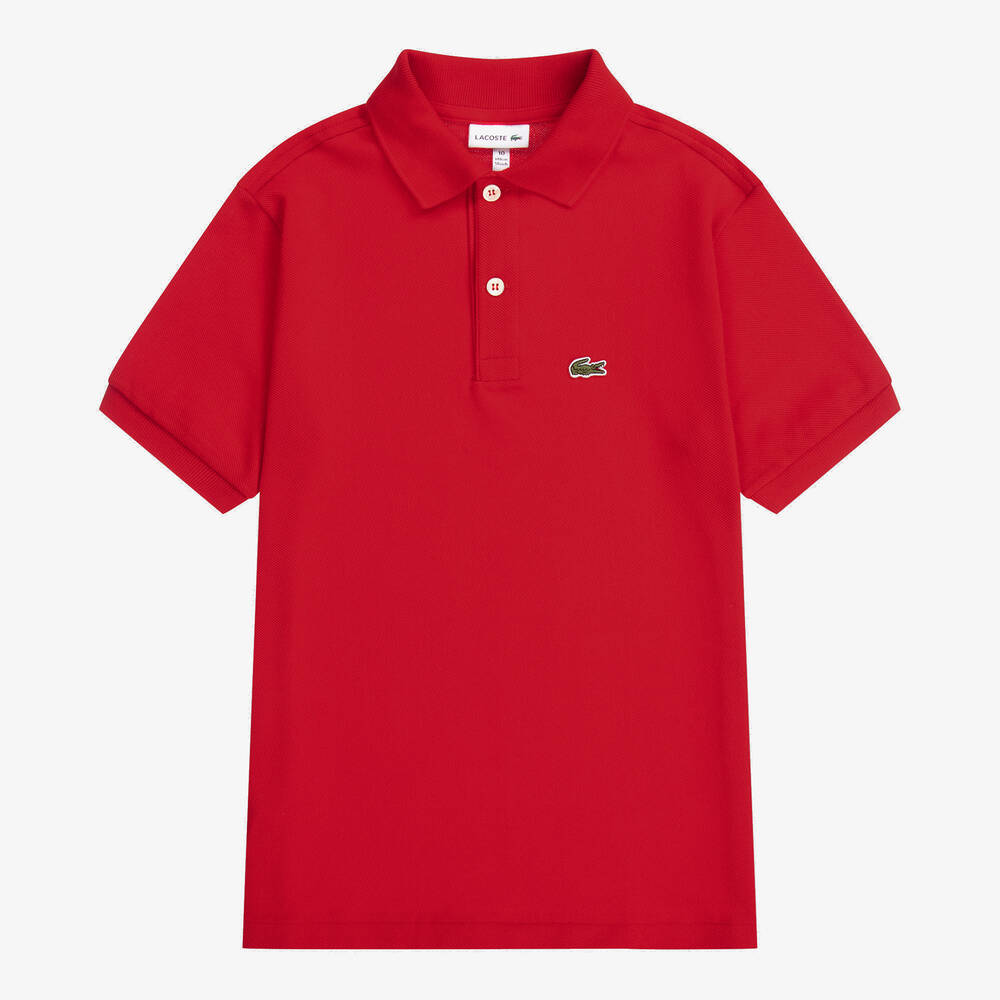 Lacoste - Teen Red Cotton Crocodile Polo Shirt | Childrensalon