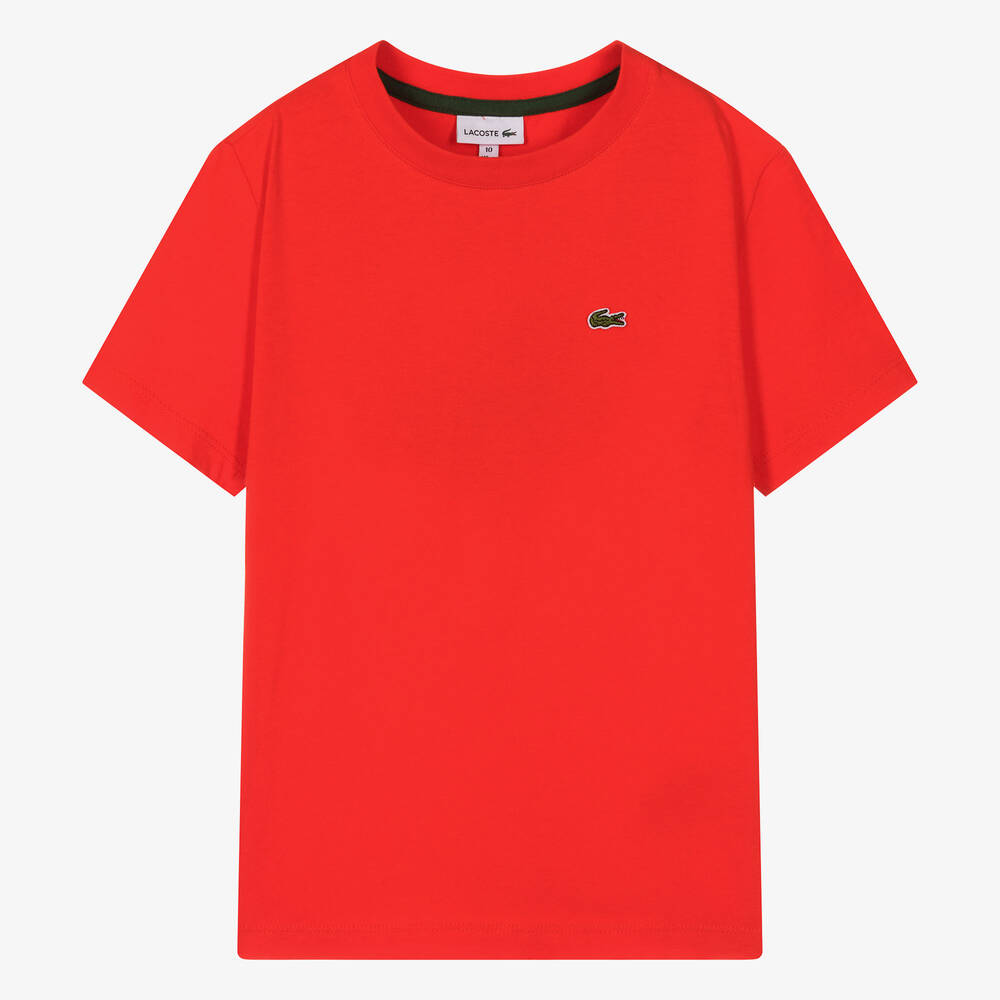 Shop Lacoste Teen Red Organic Cotton T-shirt