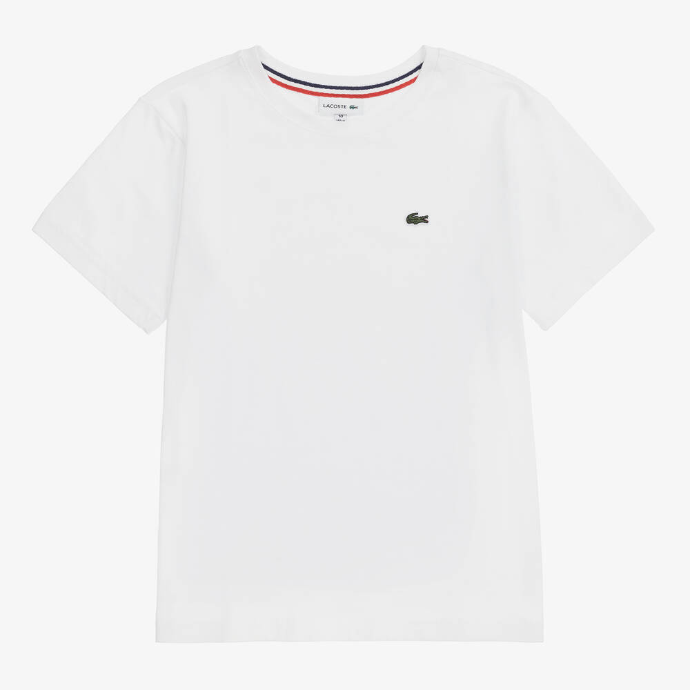 Lacoste - Teen White Cotton Logo T-Shirt | Childrensalon